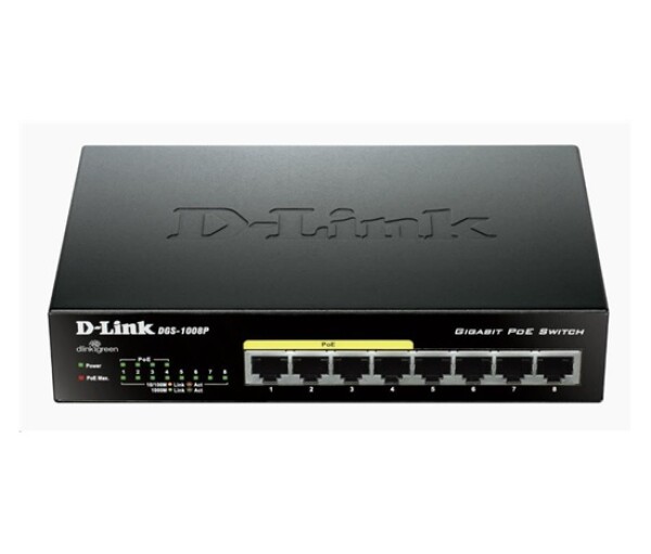 D-Link DGS-1008P 8-port Gigabit Desktop Switch, 4 porty jsou PoE+, PoE budget 68W EDF_176710