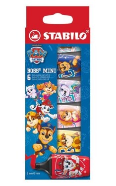 STABILO BOSS MINI PAW Patrol 6ks - potisk Chase, Marshall, Rubble, Skye, Everest a Liberty