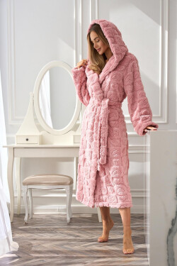 L&L 2554 Valentine dlouhý S-2XL dámský župan pudrově růžová L-170/102/110