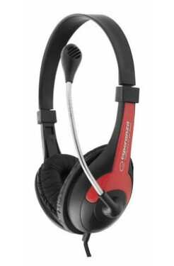 Esperanza EH158R Rooster červená / stereo sluchátka s mikrofonem / 3.5 mm jack / ovládání hlasitosti / 2 m (EH158R)