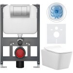 CERANO - Kompletní WC set Basic/Forte - bílá lesklá - WC tlačítko Maxio/Stříbrná - závěsné - nízký modul - předstěnová instalace - 51x36 CER-8050BD86134