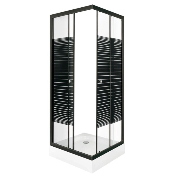 KERRA - Sprchový kout Pico Black STR 90 s vaničkou 5907548116116