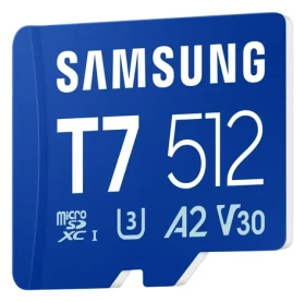 Samsung T7 modrá / Paměťová karta microSDXC / 512 GB / UHS-I U3 / Class 10, V30, A2 / čtení: 170 MB/s / zápis: 30 MB/s (MB-MB512T/WW)
