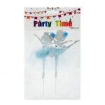 Dortisimo Zápich do dortu Baletky s bambulkou stříbrné s modrou sukní (2 ks)