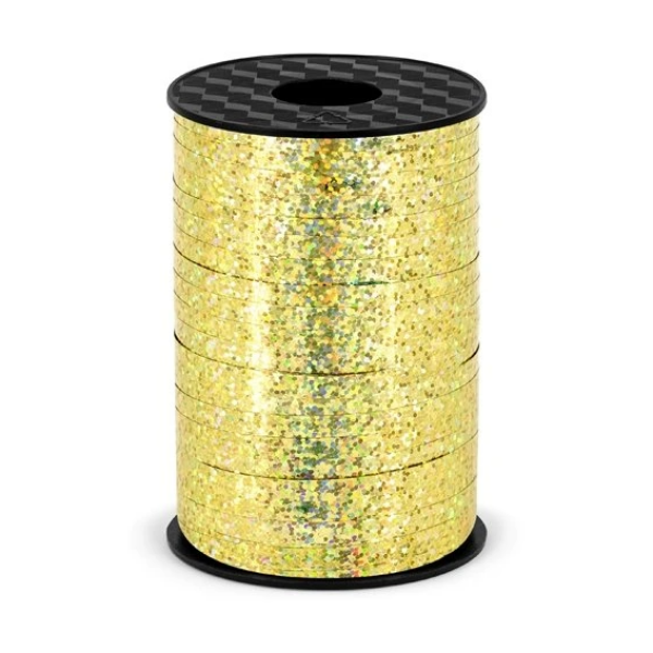 Stuha zlatá holografická 5mm/225m - PartyDeco
