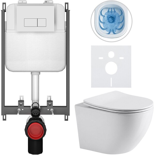 CERANO - Kompletní WC set Basic/Cesso - bílá lesklá - WC tlačítko Modulo/Bílá - pro zazdění - 49x36 CER-8050BD85956