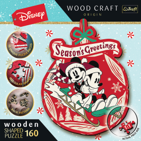 Puzzle Wood Craft Origin Vánoční dobrodružství Mickeyho a Minnie 160 dílků - Trefl