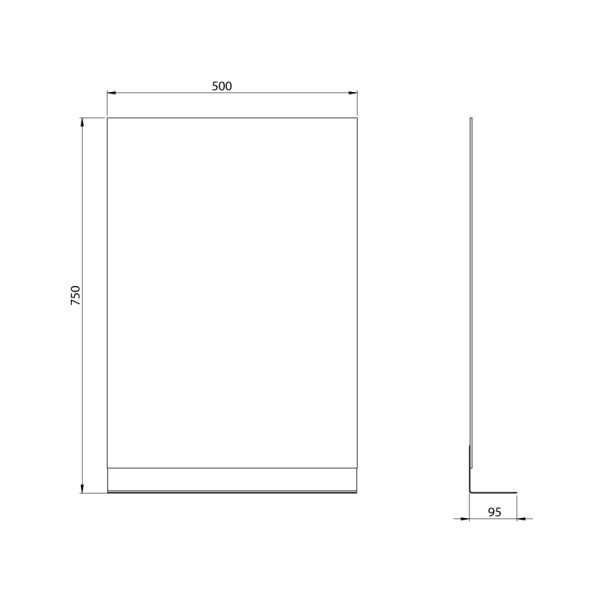 AQUALINE - Zrcadlo s policí 50x75cm, CU free, černá mat 22492S