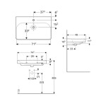 GEBERIT - Smyle Square Umyvadlo 75x48 cm, s přepadem, otvor pro baterii, bílá 500.249.01.1