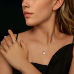 Stříbrný náhrdelník Josette 0,5 ct MOISSANITE + CERTIFIKÁT, Stříbrná 40 cm + 5 cm (prodloužení)