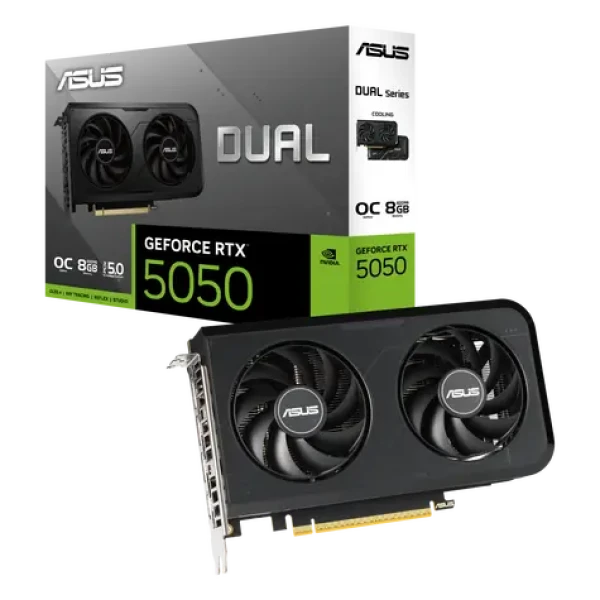 ASUS DUAL GeForce RTX 5050 OC 8GB / 2677MHz / 8GB GDDR6 / 128-bit / 1x HDMI + 3x DP / 550W (8) (90YV0N72-M0NA00)