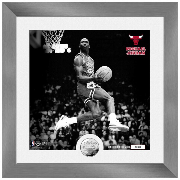 Obraz Chicago Bulls NBA Michael Jordan Reverse Dunk Silver Coin