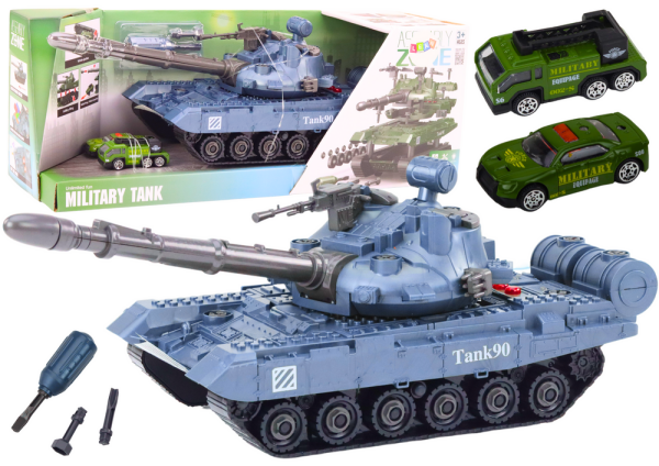 Mamido DIY vojenské vozidlo tank k rozmontování modrý se zvuky sada autíčka