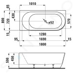 Laufen - Pro Vana 1800x800 mm, levá, bílá H2449560000001