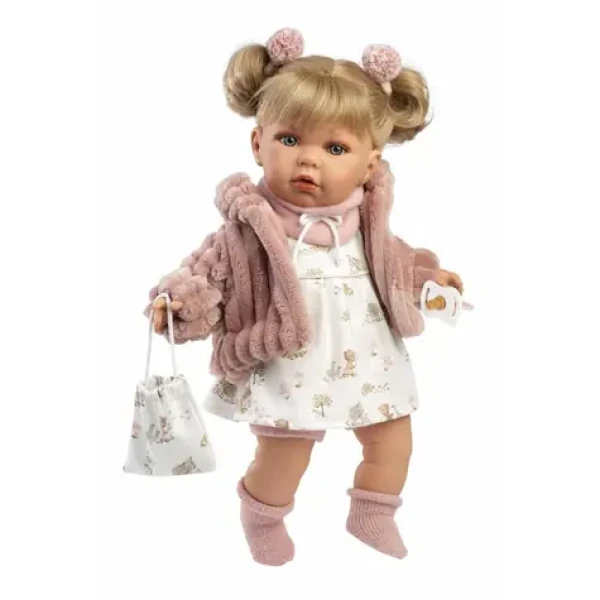 Llorens 42408 JULIA - realistická panenka se zvuky a měkkým látkovým tělem - 42 cm