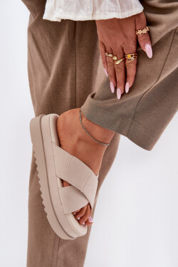 Dámské Pantofle Na Platformě S Proplétajícími Se Pásky Béžové Rinasara 38