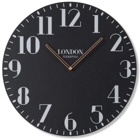 DumDekorace Retro nástěnné hodiny v černé barvě LONDON RETRO 50cm