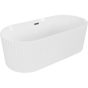 MEXEN/S - Paola volně stojící vana reliéf 150 x 75, bílá lesk, sifon a přepad grafit kartáčovaná 52721507500-66