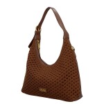 Stylová dámská háčkovaná kabelka Coveri Luna, tmavě hnědá