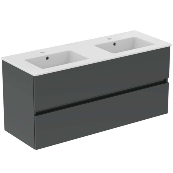 IDEAL STANDARD - Eurovit+ Skříňka s dvojumyvadlem, 55x120x44 cm, 2 zásuvky, tmavě šedá R0576TI