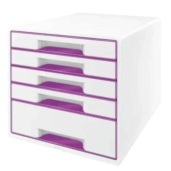 LEITZ Zásuvkový box WOW CUBE bílo-purpurová / Zásuvkový box / 5 zásuvek / Plast / 287x270x363 mm (52142062)
