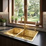REA - Ocelový dřez Toby BRUSH GOLD bez kuchyňské baterie ZLE-06415
