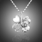 Náhrdelník Swarovski Elements Čtyřlístek pro štěstí - čirý, Bílá/čirá 40 cm + 5 cm (prodloužení)