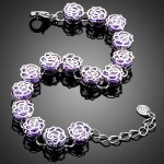 Náramek Swarovski Elements Blanche - květina, Fialová 16,5 cm + 3,5 cm (prodloužení)