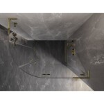 MEXEN/S - Lunar L sprchový kout čtvrtkruh křídlový pravá 90 x 70, transparent, zlato kartáčovaná 833L-090P-070L-55-00