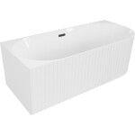 MEXEN/S - Gia volně stojící rohová vana reliéf levá 150 x 75, bílá lesk, sifon a přepad černá 52701507500L-70