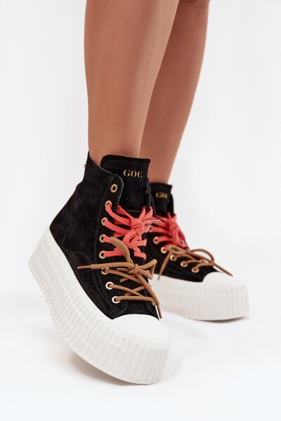 Semišové zateplené dámské tenisky na robustní platformě GOE SS2N4046 Černé 39