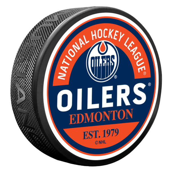 Mustang Puk Edmonton Oilers NHL Block Textured Puck