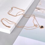 Ocelový dvojitý náhrdelník Madeleine Gold - ocel, zirkon, srdce, Zlatá 39 cm + 5 cm (prodloužení)