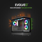 EVOLVEO Ursus, skříň mATX, 6x ARGB ventilátor 120mm, skleněná bočnice + přední panel, černá