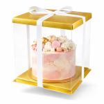 Cake star dortový box zlatý hranatý 30x30x35cm - bez stuhy