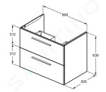 IDEAL STANDARD - i.Life B Umyvadlová skříňka 80x63x51 cm, 2 zásuvky, šedý matný křemen T5272NG