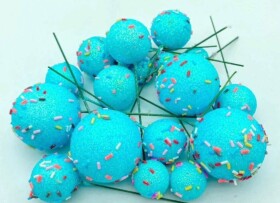 Dortisimo Zapichovací dekorace Koule modré glitterové s ozdobami různé velikosti (20 ks)