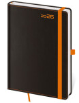 Týdenní diář 2026 Helma B6 - Black Orange s poutkem