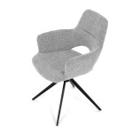 Židle jídelní, šedá látka, 360° vratný mechanismus, černý kov
