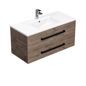 Koupelnová skříňka s černou úchytkou a umyvadlem SAT Cube Way 100x53x46 cm dub Wellington mat CUBE46C1002DWMOD CUBE46C1002DWMOD