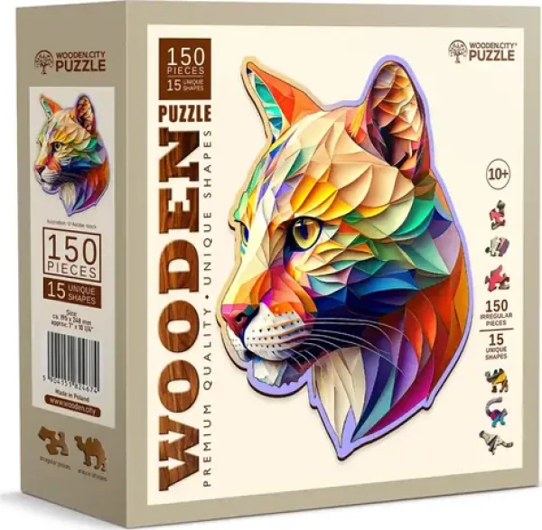 WOODEN CITY Dřevěné puzzle Barevná puma 150 dílků