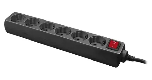 LogiLink LPS202B černá / Zásuvkový blok / 6 zásuvek / 3500 W / 1,4 m / vypínač (LPS202B)