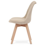 Židle jídelní, krémová látka, nohy bukové dřevo