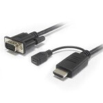 PremiumCord Kabelový převodník HDMI na VGA s napájecím micro USB konektorem / černý (8592220013011)