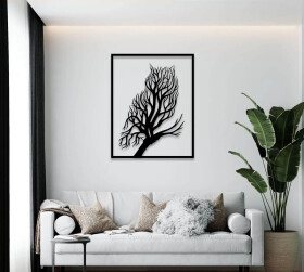 Strom života sova dekorace na zeď Rozměr (cm): 38 x 29, Dekor: Černá