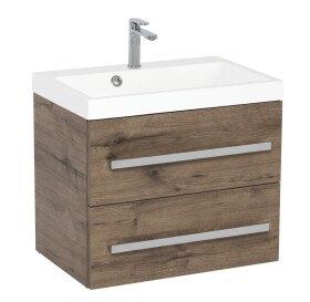 Koupelnová skříňka s umyvadlem SAT Cube Way 60x40 cm dub wellington CUBE260ZDW CUBE260ZDW