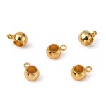 Korálek z nerezové oceli s širokým průvlekem - korálek s očkem - zlatý - 9 x 5 mm - 1 ks