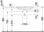 DURAVIT - 2nd floor Umyvadlo 600x430 mm, s přepadem, s otvorem pro baterii, bílá 0347600000