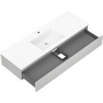 MEXEN/S - Rivel koupelnová skříňka 140 cm s umyvadlem Otis, 1 šuplík, reliéf , šedá mat/bílá mat 91A20-14023-1-BF62-W18M01