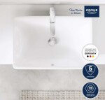 GROHE - Euro Ceramic Umyvadlo na desku 60x40 cm, s přepadem, bez otvoru pro baterii, alpská bílá 102434SH00